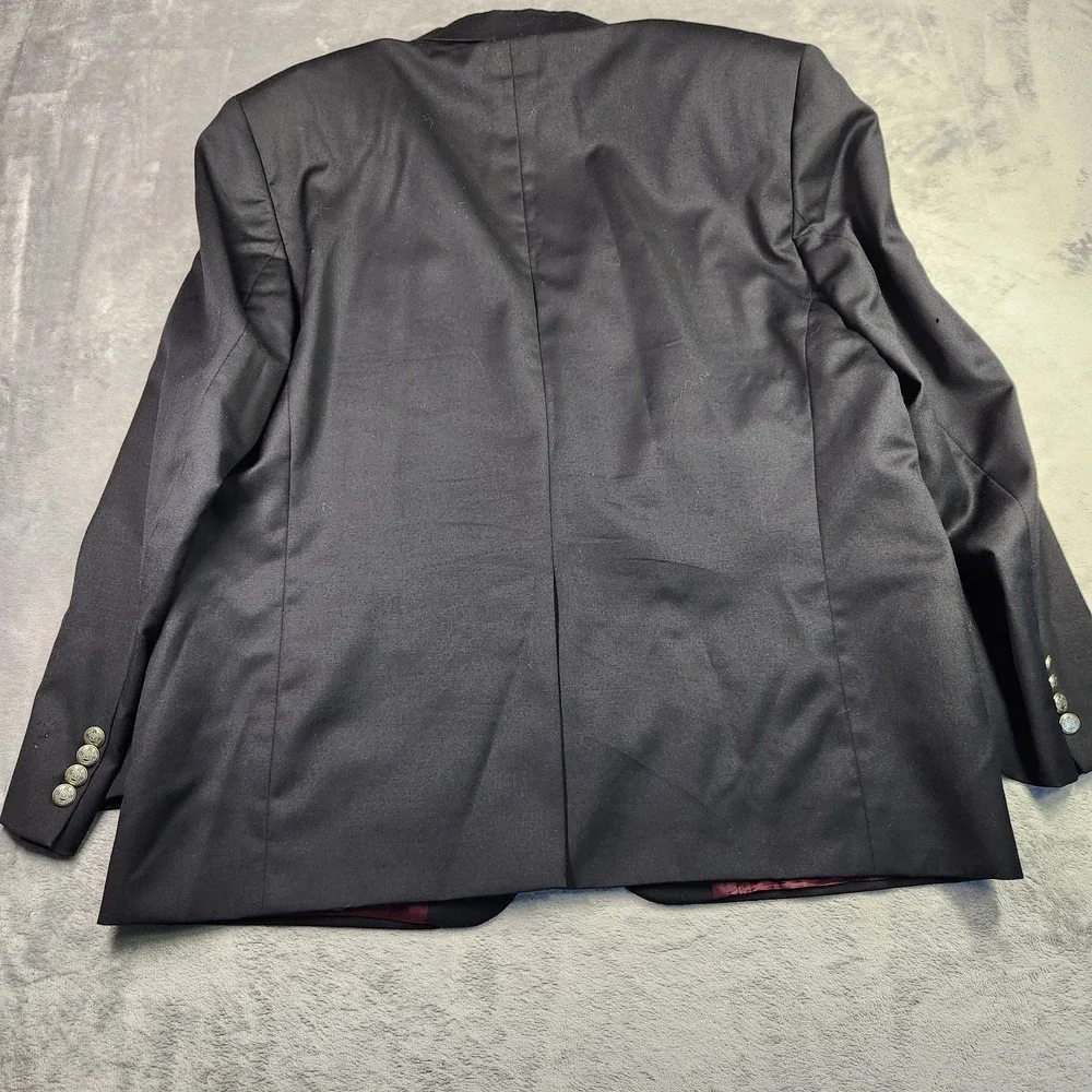 J. Victor Men's 46S Black 100% Wool Blazer Jacket Crest Buttons Flaws Canada 46